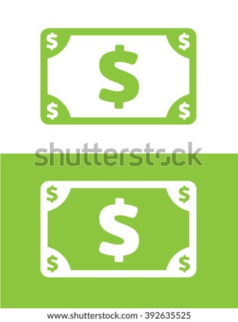 Vector dollar bill graphic in colour and reverse
