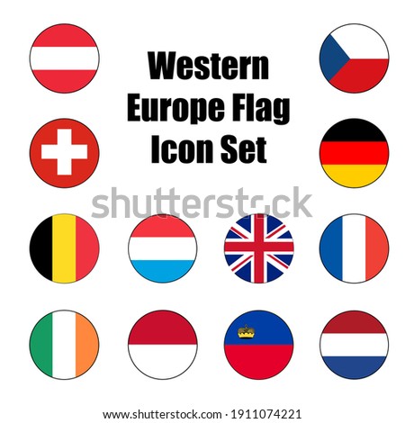 Western Europe flag icon set of a group of nations or allies for concepts and themes in Europe.