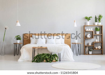 Similar – Image, Stock Photo Stool with pillows in an empty room