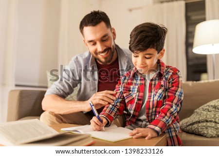 Similar – Image, Stock Photo Single father sitting on grass by the tree with little daughter