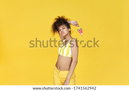 Similar – Image, Stock Photo Black woman eating candy