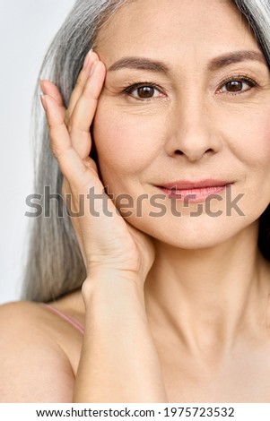 Similar – Image, Stock Photo Mature woman with natural gray hair