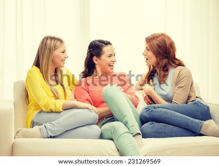 Similar – Image, Stock Photo Surprised woman talking by phone, great news, open mouth, wow. Young lady on pink background. Having smartphone call.