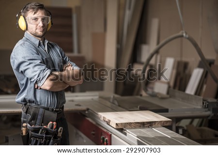 Similar – Image, Stock Photo Repairman with headphones in workshop