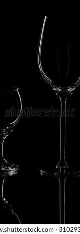 Luxury wine glasses on black isolated background