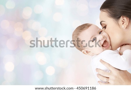 Similar – Image, Stock Photo beautiful baby girl laughing at home sitting on the sofa