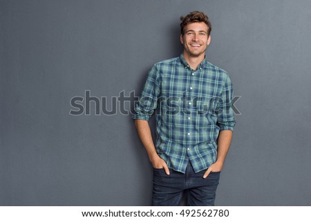 Similar – Image, Stock Photo Portrait of Young Man Standing in Park