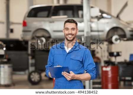 Similar – Image, Stock Photo young male mechanic works in his home workshop