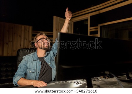 Similar – Image, Stock Photo Man in recording studio