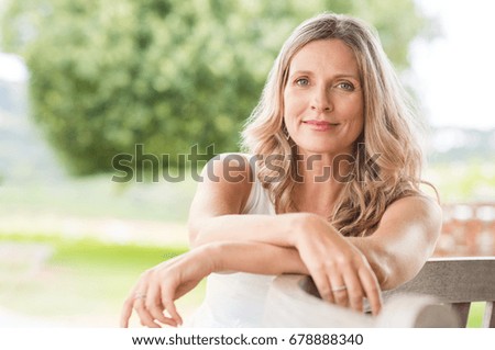 Similar – Image, Stock Photo Woman portrait outdoors with green shirt in summer