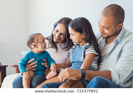 Similar – Image, Stock Photo cute young mixed race boy smiling in the sun