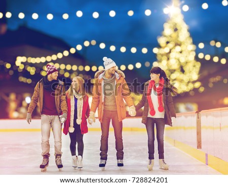 Similar – Image, Stock Photo Winter lights skater with sledge and fir tree hovering over the shopping street in Hamburg in front of the town hall