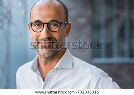 Similar – Image, Stock Photo Outdoor portrait of happy cheerful senior businesswoman with crossed arms