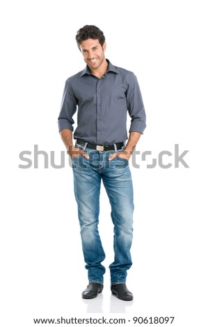 Similar – Image, Stock Photo Confident bearded man in trendy outfit