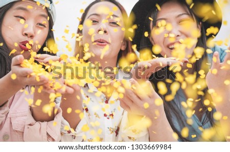 Similar – Image, Stock Photo Woman having fun throwing sand in desert