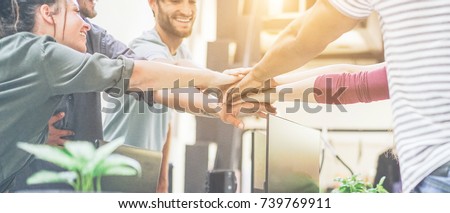 Similar – Image, Stock Photo Out of focus hand reaching to a majestic waterfall