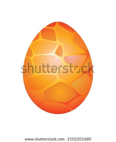 Dragon dinosaur egg with decorative pattern. Dino cartoon egg-shell. Whole painted egg icon. Vector spotted glossy egg-shaped of bird or animal