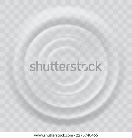 Water ripple effect top view. Realistic caustic drop or sound wave splash effect, concentric circles in puddle. Vector round wave surface on transparent background
