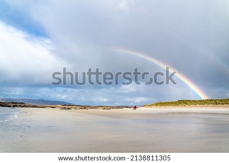 Amazing rainbow above Carrickfad by Portnoo at Narin Strand in County Donegal Ireland Stok fotoğraf © 