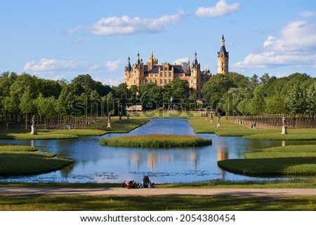 Similar – Image, Stock Photo Schwerin lake with castle on a summer day.