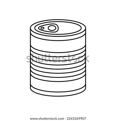 Canned food metallic package doodle. Metal tin can. Grocery, supermarket design element. Isolated vector illustration