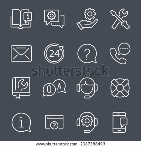 Help and support icons set. Help and support pack symbol vector elements for infographic web