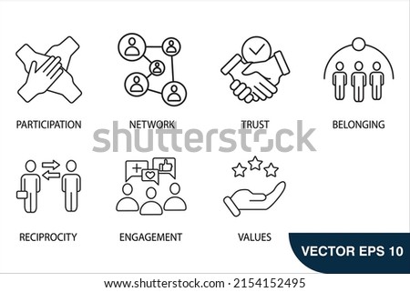 Social capital icons set . Social capital pack symbol vector elements for infographic web Foto d'archivio © 