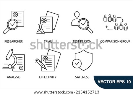 clinical study and clinical trial icons set . clinical study and clinical trial pack symbol vector elements for infographic web ストックフォト © 