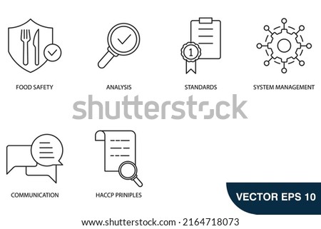 ISO 22000 food safety icons set . ISO 22000 food safety pack symbol vector elements for infographic web