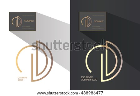 D and E letters combination logo. Company brand identity. Tree crown inscribed in the logo. Business card template included.