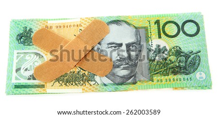 Australian Money - Aussie currency with bandaids