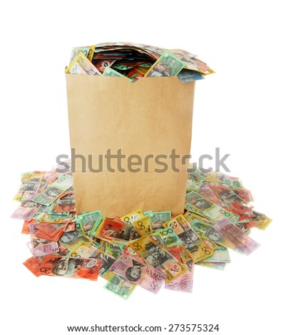 Australian Money - Aussie currency in bag