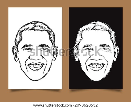 east java, Indonesia- december 2021:  barack obama vector sketch illustration, scribble art