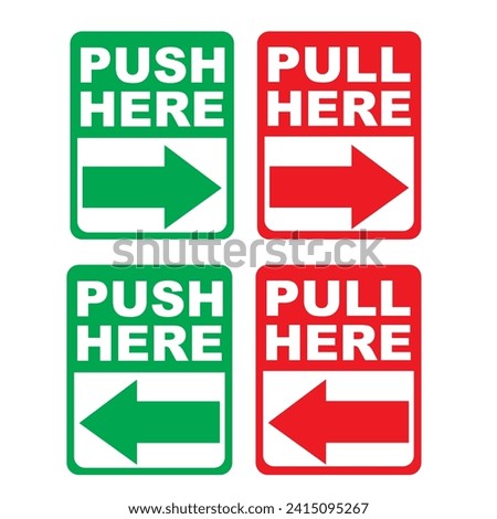 push here pull here sticker editable and printable with left right arrow style