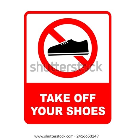 take off your shoes set pack stickers editable with red background. Sign please take off your shoes