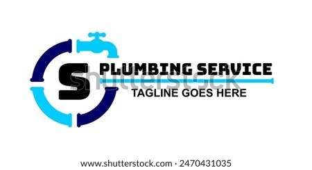 S logo plumbing. plumber logo template, icon and vector, logo for business. Plumbing service vector illustration. Toilet or pipe reparation icon