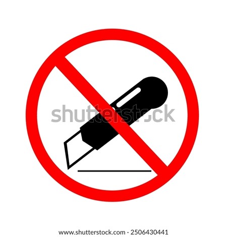 no cutter or no sharp object sign. no cutter symbol silhouette. ban razor