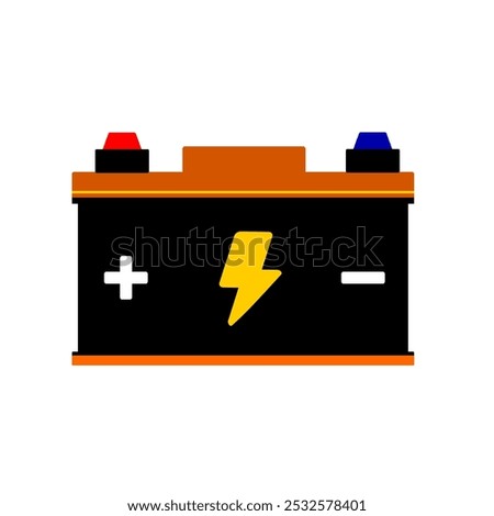 Car battery. Automotive charge element. Car battery. Automotive vehicle battery clip art coloured isolated on white background. Vector illustration