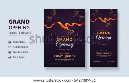 Grand Opening Flyer Template, Realistic grand Opening Invitation, Inauguration Flyer Template, ceremony invitation flyer, Grand opening dl flyer