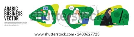 Arabic business icon set vector art