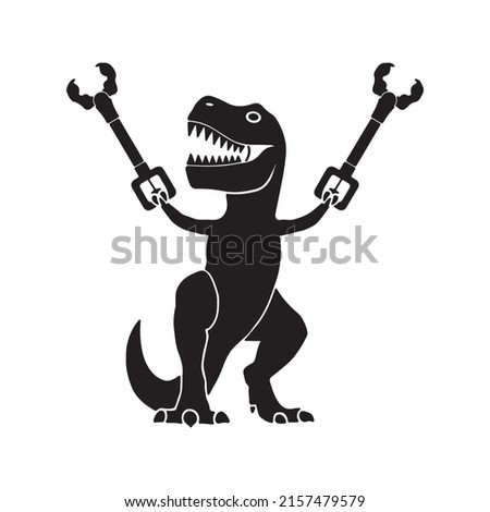 T-Rex Dinosaur Holding Claw Grabbers Vector