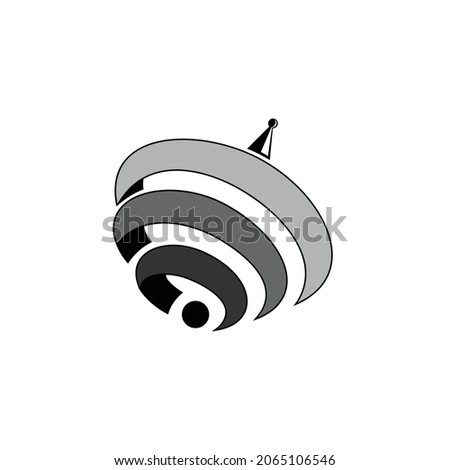 Parabolic logo design. signal transmit and receiver logo