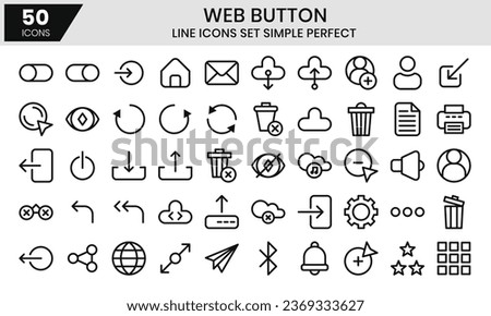 Web button outline icons set, miscellaneous collection.
