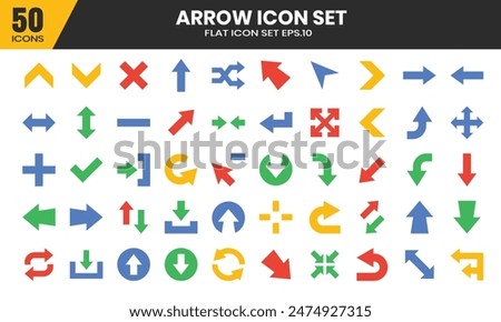 Arrow pointer vector icons in a flat style. Perfect for web design, user interfaces, and navigation purposes.