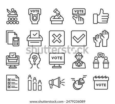 Voting and Election Icons Set.Collection of outline simple web icons