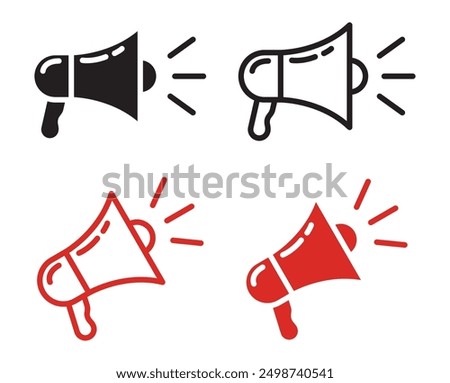 Megaphone icons set. Loudspeaker megaphone vector icons. Advertising concept. Megaphone icon, loud speaker icon. Set of announcement icons.