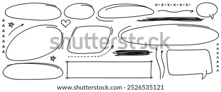 Hand drawing doodle style collection of arrows, circles and shape collection.Vector illustration