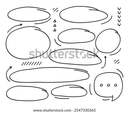 Hand drawing doodle style collection of arrows, bubble chat,star and circles collection.Vector illustration