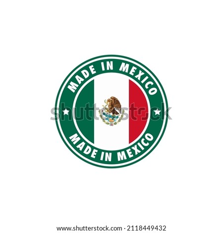 Made in mexico round label icon. stamp, sign, sticker, badge, symbol, emblem, logo print with mexican flag. Vector illustration EPS 10.