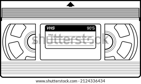 VHS cassette retro 90s outline icon vector. Old Vintage Nostalgia Video analog tape linear style sign for mobile concept and web design, symbol, logo illustration. 